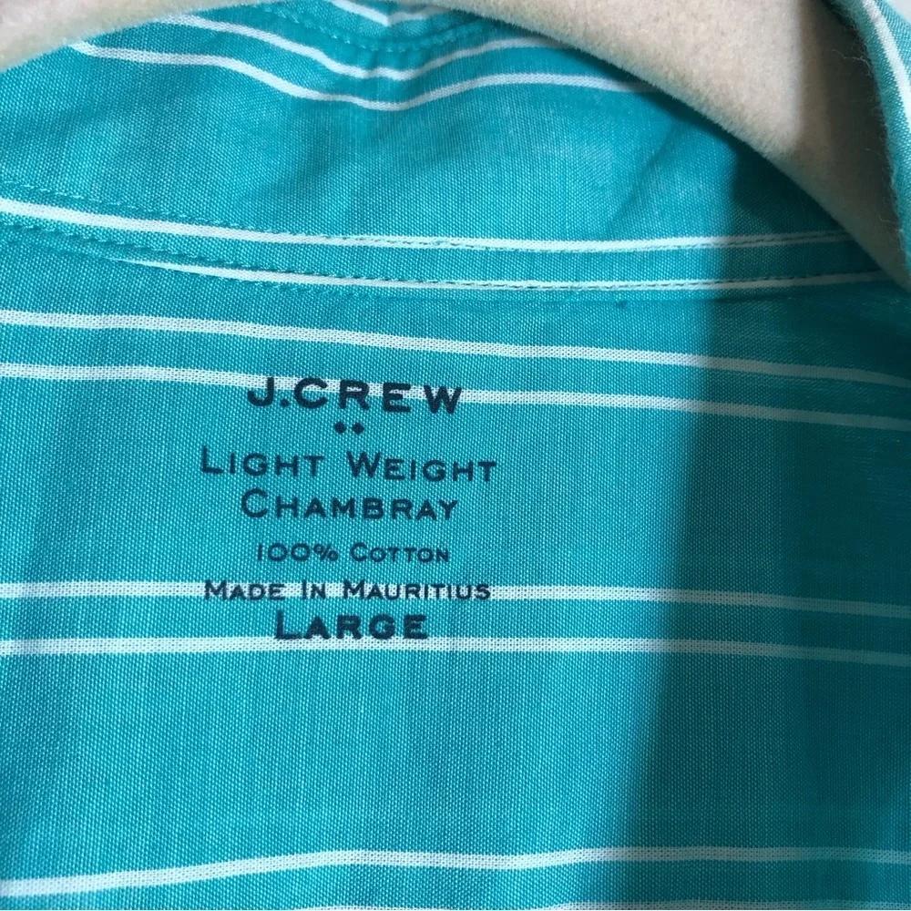 J.Crew Cotton Light‎ Weight Chambray Stripes Button Down Long Sleeve Shirt L